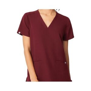Figs Casma Three Pocket Burgundy Scrub Top Women’s XS